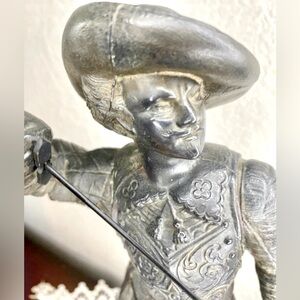 Antique Don Caesar 1800’s Bronze Statue 14” Tall Musketeers Sculptures Figures.
